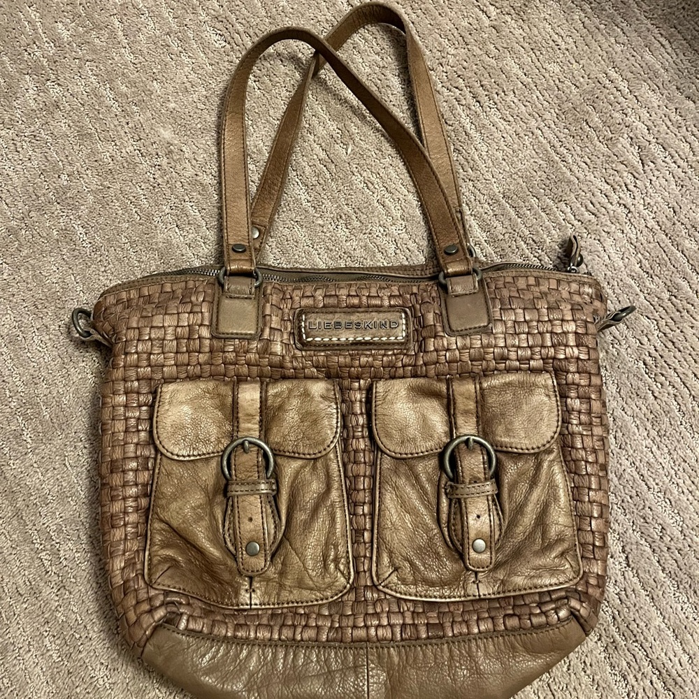 Liebeskind Tan Woven Leather Shoulder Bag EUC